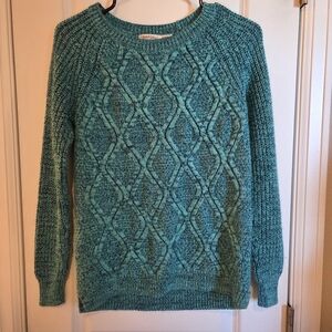 Teal And Blue Cable Sweater